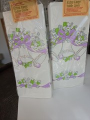 2 Vintage Party Table Covers Wedding Bells Chapel Retro 80s Bridal Paper Art