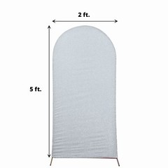 5 ft SILVER Metallic Fitted Spandex Round Top Arch STAND COVER Party Events