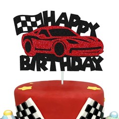 Race Car Cake Topper Happy Birthday Cake Decorations for Men Kids Boys Racing…