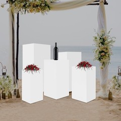 Square Display Stands For Party-set Of 5 White Cake Pedestal Stand Decoration