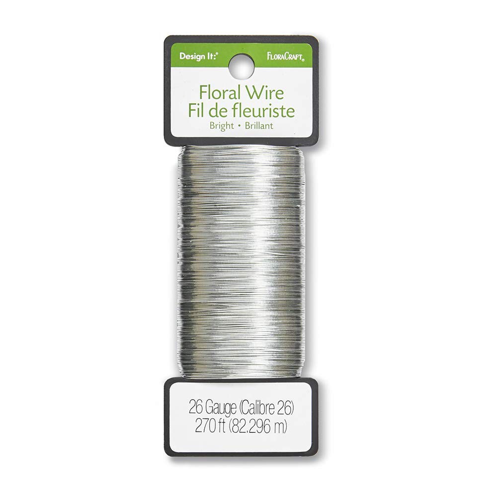 FloraCraft 26 Gauge Floral Wire 270 Feet Bright Silver 270 Feet,