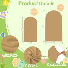 Brown Arch Covers 7.2 & 6ft Spandex Arch Cover Khaki Wedding Arch Cover Set of 2