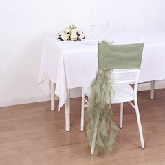 Dusty Sage Premium Curly Chiffon CHAIRS Covers Cap SASHES Bows Ties Wedding Sale