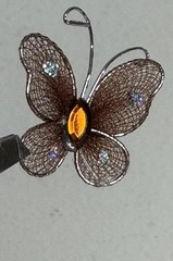 Brown Organza Butterflies 25 Pieces Wire Rhinestones Glitter DIY Wedding Fairy