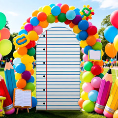 Notebook Arch Cover 6Ft Welcome Back to School Party Decorations Spandex Fitted