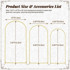 7.2FT, 6.6FT, 6FT Arch Backdrop Stand for Wedding Ceremony Birthday Party Garden