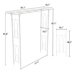 81″ Rustproof Metal Garden Arch Wedding Arbour Archway Outdoor Climbing Trellis