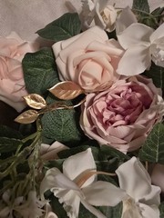 Ling’s Moment Backdrop Stands with Flowers – 7.2FT, 6FT Set of 2, Dusty Rose