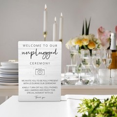 Wedding Welcome Sign, Wedding Wooden Sign Stand 5x7inch, Welcome to Our Unplu…