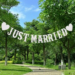 Wedding Banner Just Married Flag Party Bunting Banners Garden Outdoor Decor