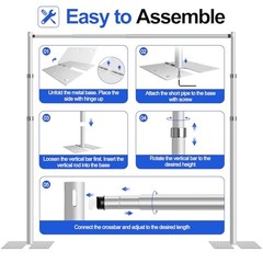 Pipe and Drape Stand Kit, 10x10ft Heavy Duty Adjustable Metal 10 x 10ft Silver