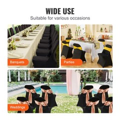 VEVOR 100PCS Black Stretch Spandex Folding Chair Covers for Wedding Party Dining