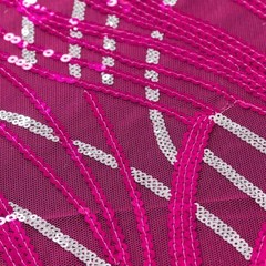 5 FUCHSIA SILVER Mesh Embroidered Sequins CHAIR SASHES Party Events Decorations