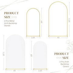 Toolterritary Metal Arch Backdrop Stand and Cover Set of 2 – 7.2ft & 6ft – White