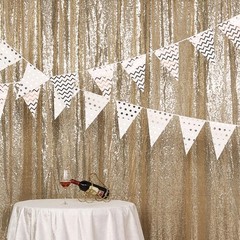 CHAMPAGNE 8 ft x 8 ft Sequined Backdrop Curtain Wedding Party Booth Decorations