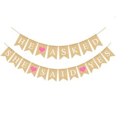 3pcs Fiancé Burlap Banner He Asked She Said Yes Banner Rustic 2520