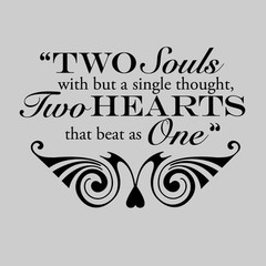 Two Hearts that Beat as One Wedding Wall Decor Vinyl Sticker Decal 22″h x 30″w