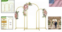 Gold Metal Arch Backdrop Stand for Weddings – Set of 3 Sizes: 7.2FT/6.6FT/6FT