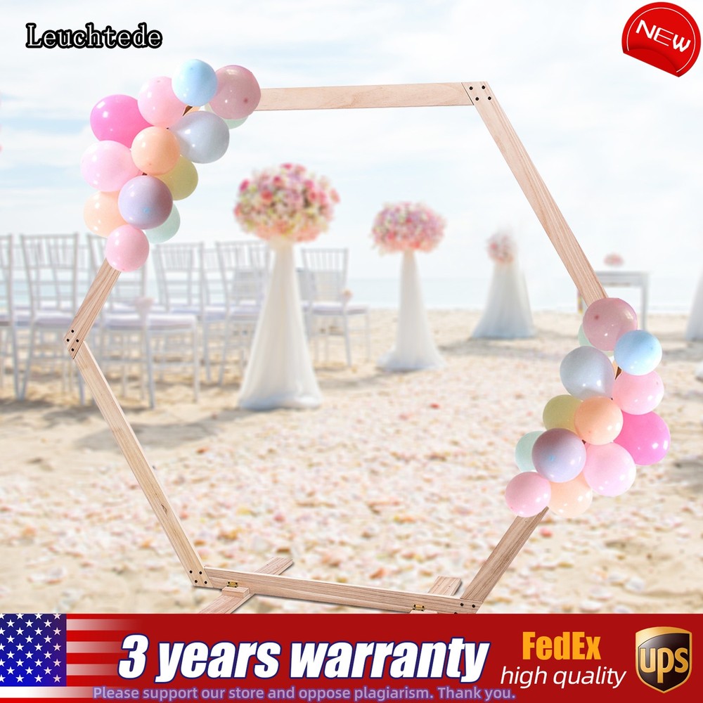 Wooden Wedding Hexagonal Arbor Backdrop Hexagon Wood Wedding Arch Frame Decor.