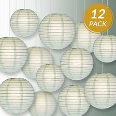 Quasimoon Round Paper Lanterns 12pcs Assorted Combo Party Pack – (12/10/8″) E…