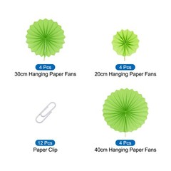 12Pcs Hanging Paper Fans Party Set Decoration for Home Birthday Wedding Green