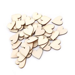 Heart Shape Wood Embellishment For Weddings Plaques Ornament(30mm 50pcs)♡
