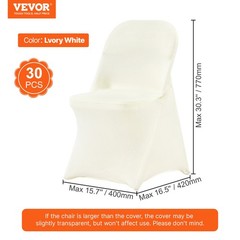 VEVOR IVORY 30PCS Stretch Spandex Folding Chair Covers-Wedding Dining pd 41z