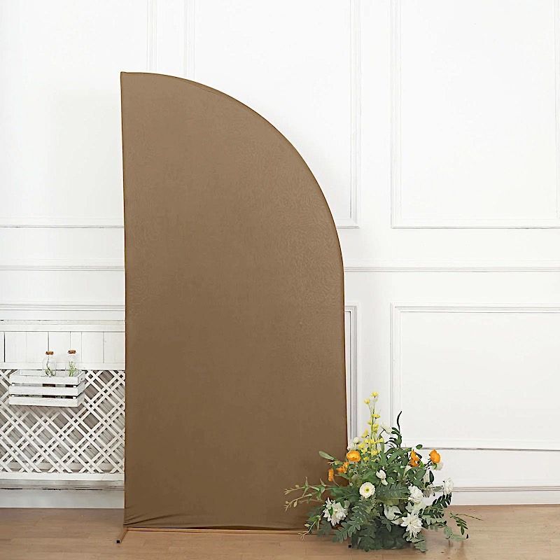 7 ft x 3 ft TAUPE Matte Fitted Spandex Half Moon Arch Stand Cover Wedding