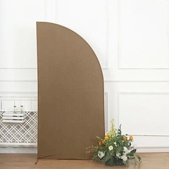 7 ft x 3 ft TAUPE Matte Fitted Spandex Half Moon Arch Stand Cover Wedding