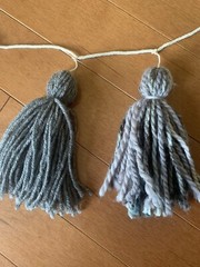 Gray Tassel Garland Yarn Pom Banner Decorative Wall Hanging Decor College Dorm