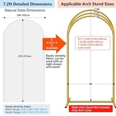 Arch Backdrop Cover Set 2 Sided Stretchy Spandex Fitted 7.2 ft, 6 ft White