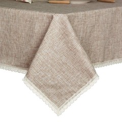 Linen Rustic Burlap Washable Tablecloth,Solid Heavy Weight Tan 55 x… Fast Ship