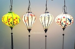 Vietnamese Silk Lanterns with flowers fabric – Cherry blossom fabric – Set 4 pcs