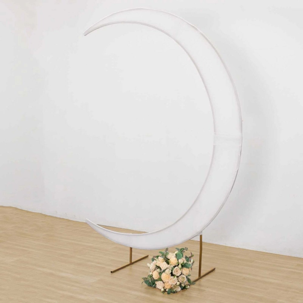 7.5 ft WHITE Fitted Spandex Half Crescent Moon Arch BACKDROP STAND Events