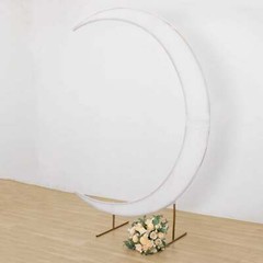 7.5 ft WHITE Fitted Spandex Half Crescent Moon Arch BACKDROP STAND Events