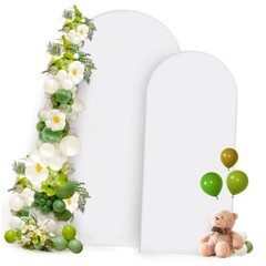 Arch Backdrop Cover Set 2 Sided Stretchy Spandex Fitted 7.2 ft, 6 ft White