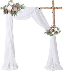 PARTISKY Wedding Arch Draping Fabric,2 Panels 18FT White Wedding Arch Drapes