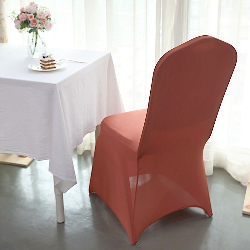 10 Terracotta Spandex Fitted Banquet Chair Covers Wedding Reception Decorations