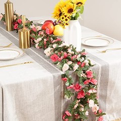 2Pcs 16.4Ft Fake Flower Garland Artificial Rose Vines | Pink Faux Flower