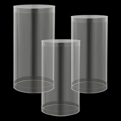 3 Pcs Round Cylinder Pedestal Stand For Wedding Party Display Stand Decor Clear