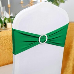 Peomeise 50pcs Emerald Spandex Chair Sashes with Buckle Slider for Wedding, P…