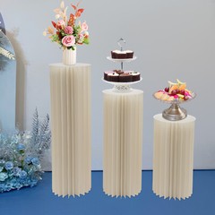 3xWhite Cardboard Flower Stands Wedding Decor Display Flower Stand & PVC Plates