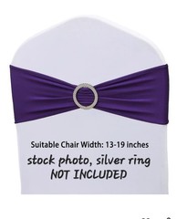 Chair Sashes Stretch Bows 50pcs Set for Xmas, Wedding, Banquet Decor PURPLE