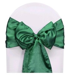(10) 7 X 108 inch 17 x 275 cm Forest Green Satin Chair Sash
