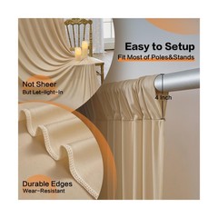50ft x 15ft Beige Wrinkle Free Backdrop Curtains for Parties,Silky Polyester …