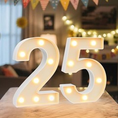 LED Marquee Light Up Numbers Sign – Lighted Birthday Number 25 Warm White