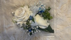 Blue New boutonnière Prom Flower Homemade Diamonds Real Like White Roses
