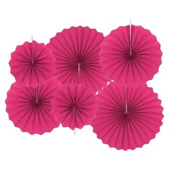 12Pcs Hanging Paper Fans Party Set Decoration for Birthday Wedding Rose Red