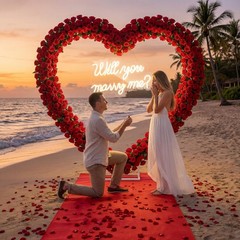 Proposal Decorations Kit Will You Marry Me LED Neon Light Metal Heart Stand Carp