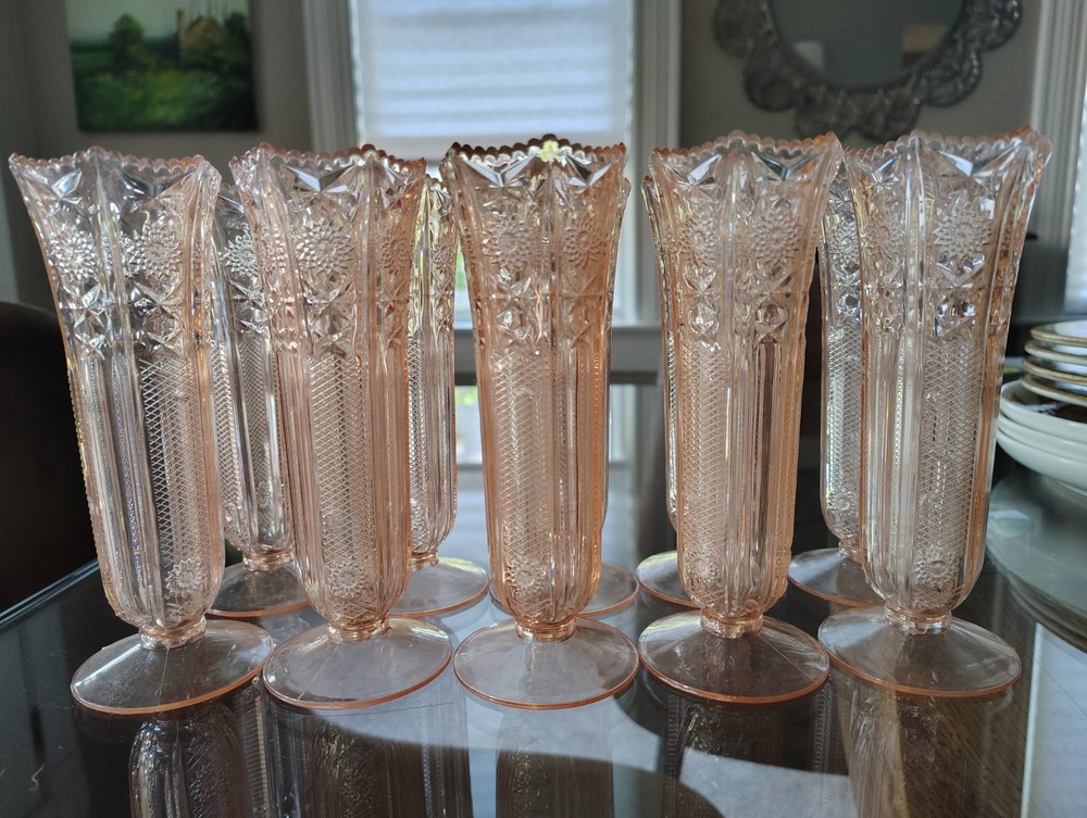 Lot of 10 Vintage 6″ Regaline Clear Plastic Vases Wedding Venue Decor